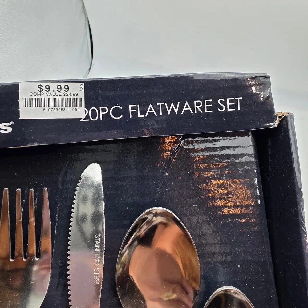 Home Basics 20 Piece Stainless Steel Flatware Set Service for 4 FS37432 Silver
